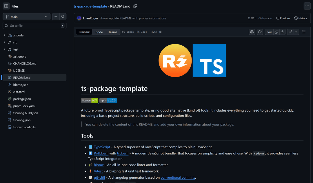 ts-package-template repository screenshot